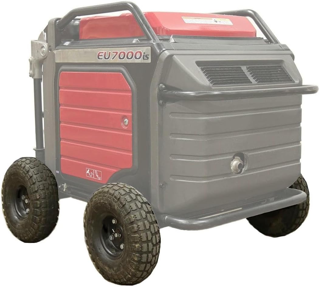 Portable generator with red and gray design on a white background